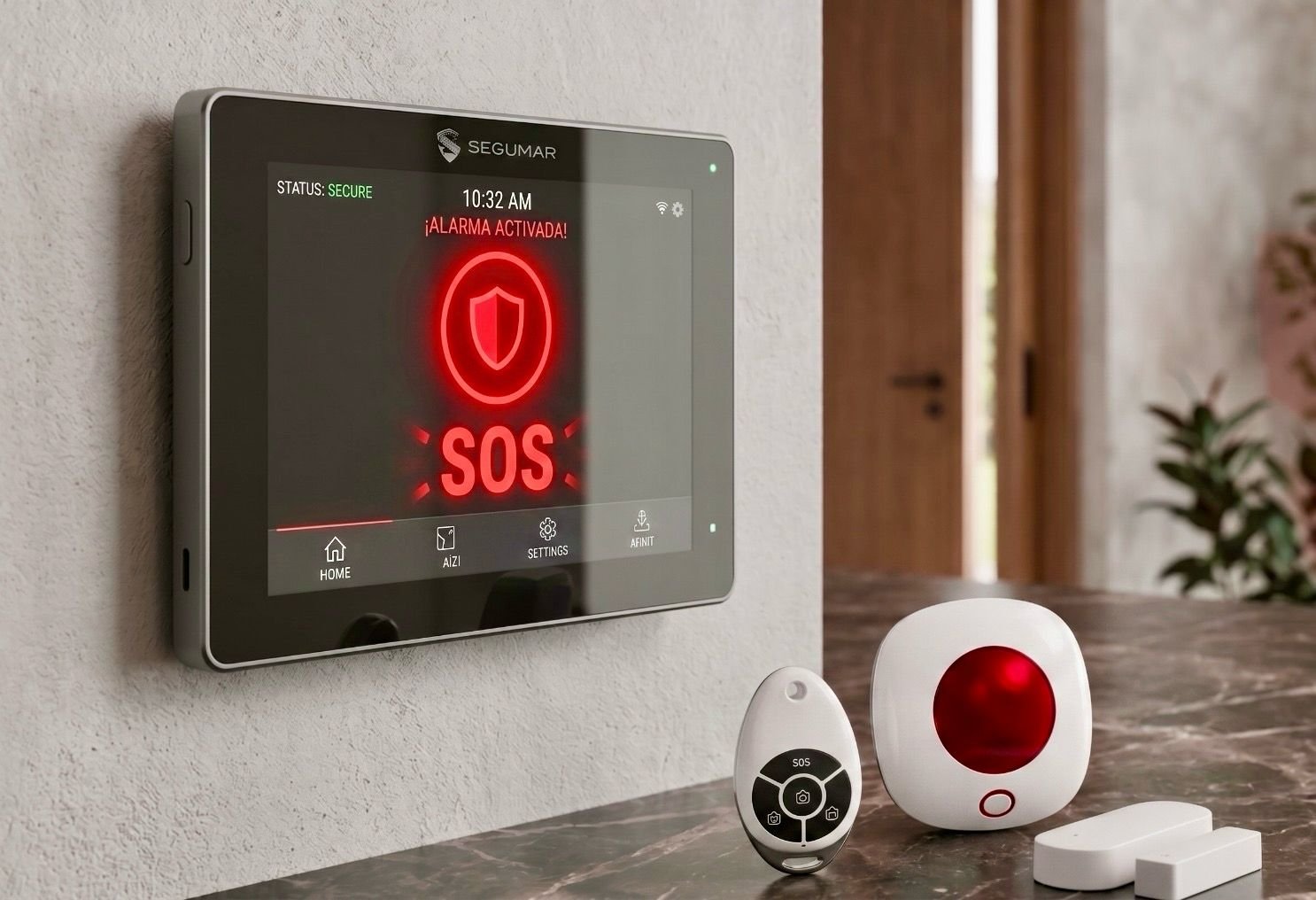 Kit de alarma monitoreada en comodato con sensores y panel Segumar
